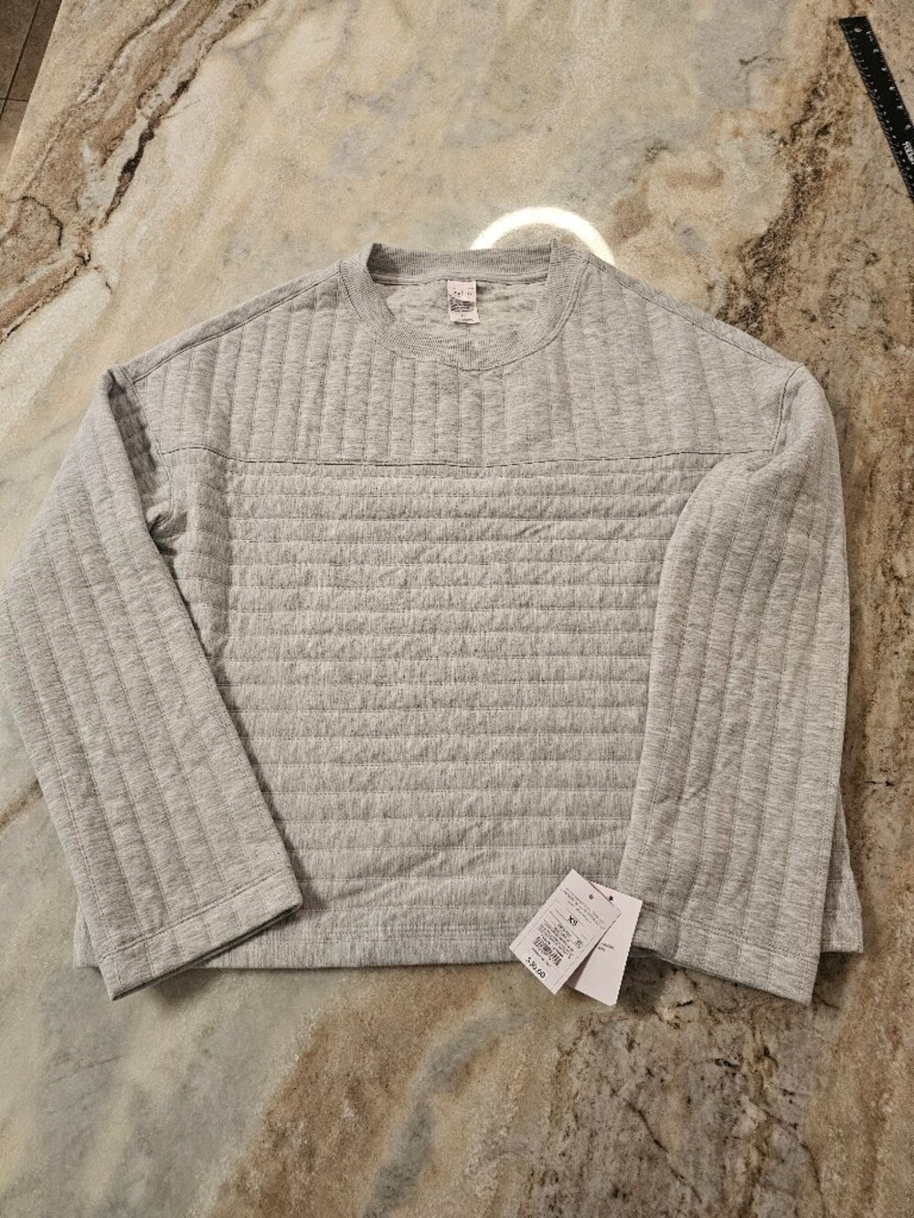 Auden Quilted Lounge Sweatshirt Gray XS NWT Cozy Textured Top